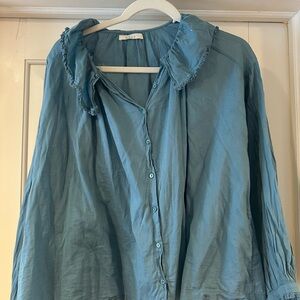 Doen Teal Button-Down Shirt